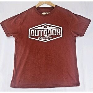 Farm Boy Outdoor Adventures Graphic Tshirt Mens Medium Retro Red Rust Wildlife
